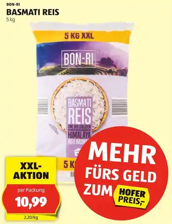Hofer BON-RI BASMATI REIS 5 kg Angebot