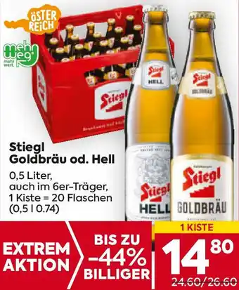 Billa Stiegl Goldbräu od. Hell 0,5 Liter Angebot