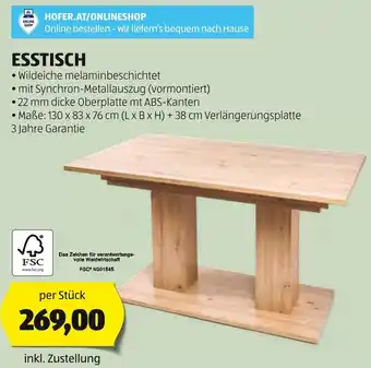 Hofer ESSTISCH Angebot