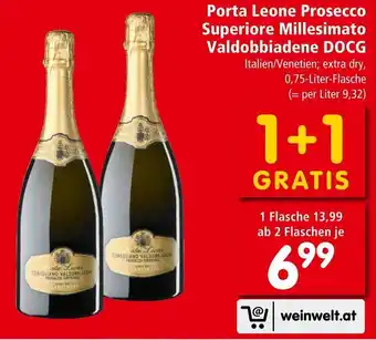 Interspar Porta Leone Prosecco Superiore Millesimato Valdobbiadene DOCG 0.75l Angebot