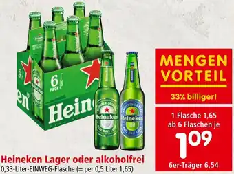 Interspar Heineken Lager oder alkoholfrei 0,33-Liter Angebot