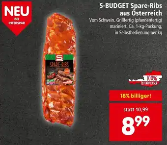 Interspar S-BUDGET Spare-Ribs aus Österreich 1 Kg Angebot