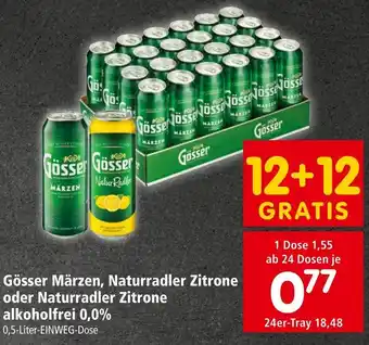 Interspar Gösser Märzen, Naturradler Zitrone oder Naturradler Zitrone alkoholfrei 0,0%  0.5Liter Angebot