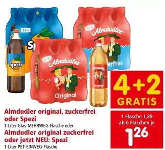Interspar Almdudler original, zuckerfrei oder Spezi Almdudler original zuckerfrei oder jetzt NEU: Spezi 1Liter Angebot