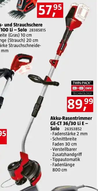 Bauhaus Akku-Gras- und Strauchschere GE-CG 18/100 Li - Solo Angebot