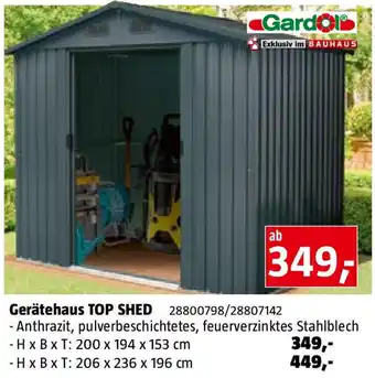 Bauhaus Gerätehaus TOP SHED Angebot