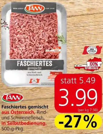 Spar Faschiertes gemischt aus Österreich, Rind- und Schweinefleisch, in Selbstbedienung, 500-g-Pkg. Angebot