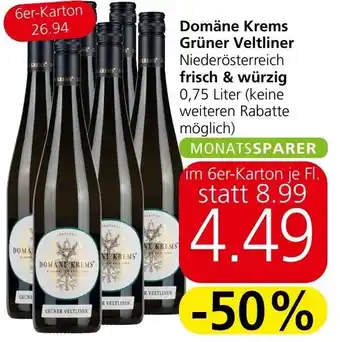 Spar Domäne Krems Grüner Veltliner 0.75Liter Angebot