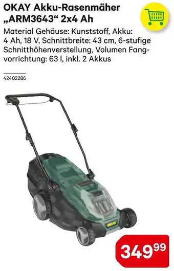 BayWa OKAY Akku-Rasenmäher „ARM3643" 2x4 Ah Angebot
