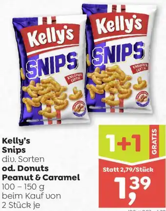 ADEG Kelly's Snips od. Donuts Peanut & Caramel Angebot