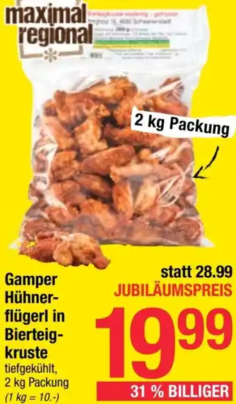 Maximarkt Gamper Hühner- flügerl in Bierteig- kruste Angebot
