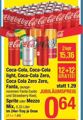 Maximarkt Coca-Cola, Coca-Cola light, Coca-Cola Zero, Coca Cola Zero Zero, Fanta, Sprite oder Mezzo Mix Angebot