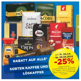 Unimarkt 25% RABATT AUF ALLE SORTEN KAFFEE UND LÖSKAFFEE Unimarkt Angebot
