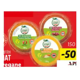 Lidl Ein gutes Stück Heimat Bio vegane Brotaufstriche versch. Sorten Lidl Plus Vorteilspreis 150 Gramm 1 Becher Angebot
