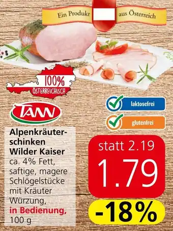 Spar Alpenkräuterschinken Wilder Kaiser 100g Angebot