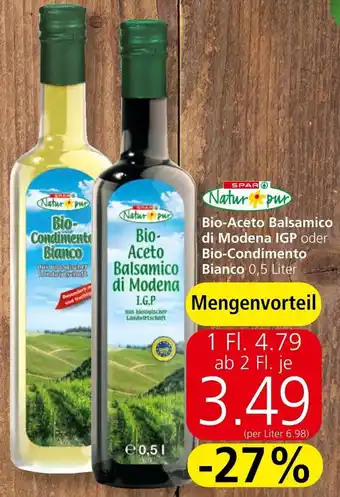 Spar Bio-Aceto Balsamico di Modena IGP oder Bio-Condimento Bianco 0,5 Liter Angebot