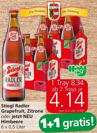 Spar Stiegl Radler Grapefruit, Zitrone oder jetzt NEU Himbeere Angebot