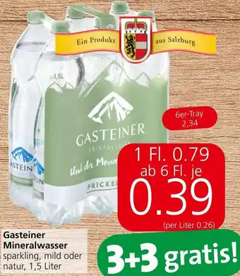 Spar Gasteiner Mineralwasser 1.5 Liter Angebot