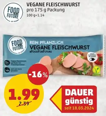 PENNY VEGANE FLEISCHWURST 175g Angebot