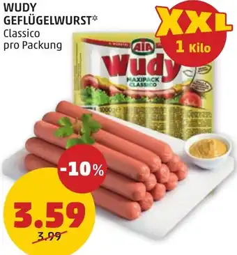 PENNY WUDY GEFLÜGELWURST Classico pro Packung Angebot