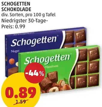 PENNY SCHOGETTEN SCHOKOLADE 100g Angebot