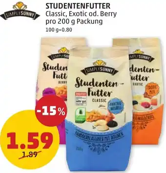 PENNY STUDENTENFUTTER Classic, Exotic od. Berry 200 g Angebot