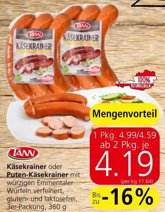 Interspar Käsekrainer oder Puten-Käsekrainer Angebot