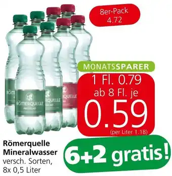 Interspar Römerquelle Mineralwasser  8x 0,5 Liter Angebot