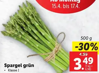 Lidl Spargel grün 500g Angebot