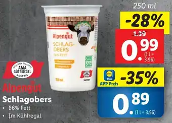 Lidl Alpengut Schlagobers 250ml Angebot