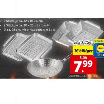 Lidl Grillmeister Edelstahl Grillschalen/Pfanne verschiedene Sorten Lidl Plus Vorteilspreis 1 Stück Angebot