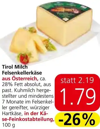 Spar Tirol Milch Felsenkellerkäse Angebot