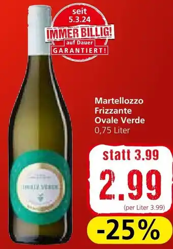 Spar Martellozzo Frizzante Ovale Verde 0,75 Liter Angebot