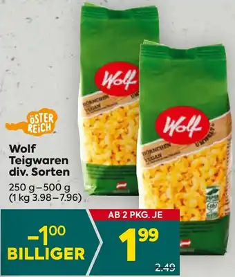 Billa Wolf Teigwaren Angebot