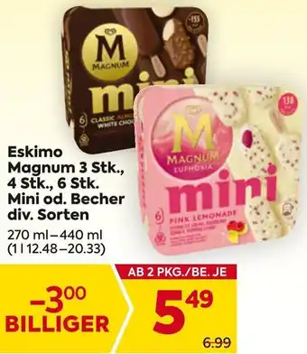 Billa Eskimo Magnum 3 Stk., 4 Stk., 6 Stk. Mini od. Becher Angebot
