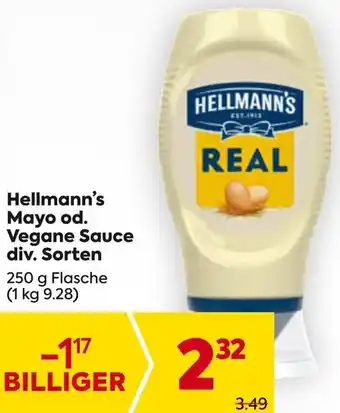 Billa Hellmann's Mayo od. Vegane Sauce Angebot
