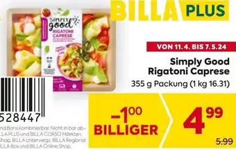 Billa Simply Good Rigatoni Caprese Angebot