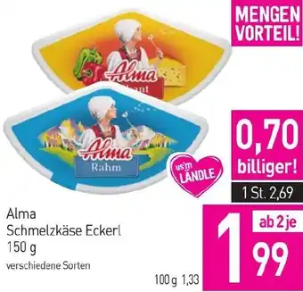 Sutterlüty Alma Schmelzkäse Eckerl 150 g Angebot