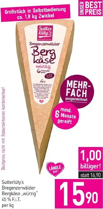 Sutterlüty Sutterlüty's Bregenzerwälder Bergkäse würzig 45% F.i.T. per kg Angebot