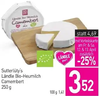 Sutterlüty Sutterlüty's Ländle Bio-Heumilch Camembert 250 g Angebot