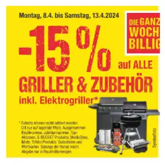 Maximarkt 15% auf ALLE GRILLER & ZUBEHÖR inkl. Elektrogriller Maximarkt Angebot