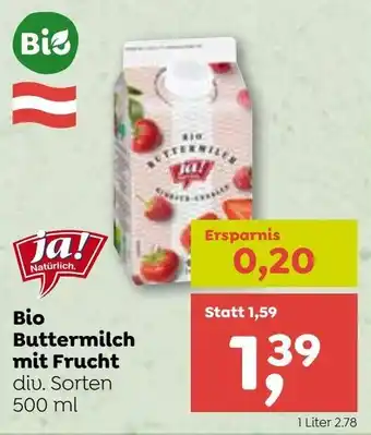 ADEG Bio Buttermilch mit Frucht 500ml Angebot