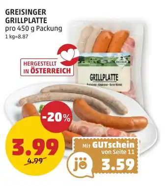 PENNY GREISINGER GRILLPLATTE 450g Angebot