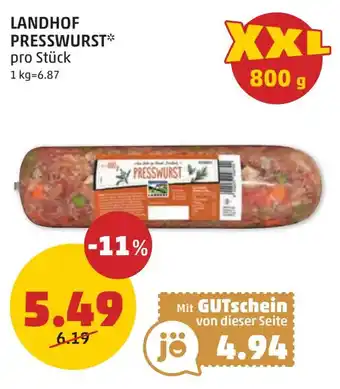 PENNY LANDHOF PRESSWURST 800g Angebot