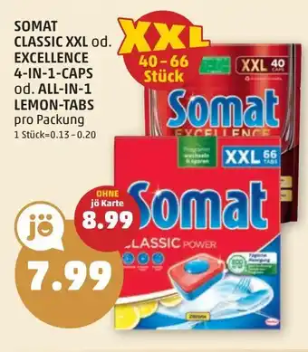 PENNY SOMAT CLASSIC XXL od. EXCELLENCE 4-IN-1-CAPS od. ALL-IN-1 LEMON-TABS Angebot