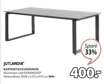 JYSK GARTENTISCH KOPERVIK B100 x L215 x H75 cm Angebot