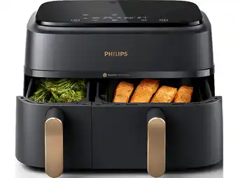 Media Markt Philips NA352/00 Heißluftfritteuse mit zwei Körben (9 l, 2750 Watt, Dunkelgrau/Kupfer) Angebot