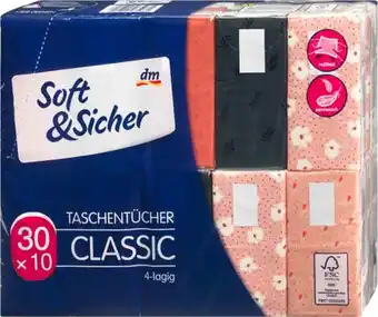 dm Soft & Sicher Taschentücher Classic 4-lagig dm 30 Stück 1 Packung Angebot