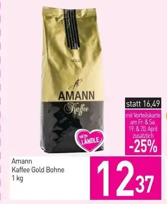 Sutterlüty Amann Kaffee Gold Bohne 1 kg Angebot