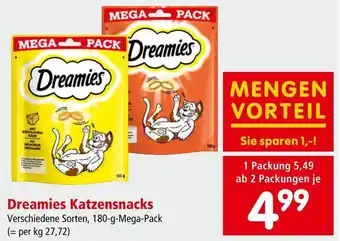 Interspar Dreamies Katzensnacks 180g Angebot